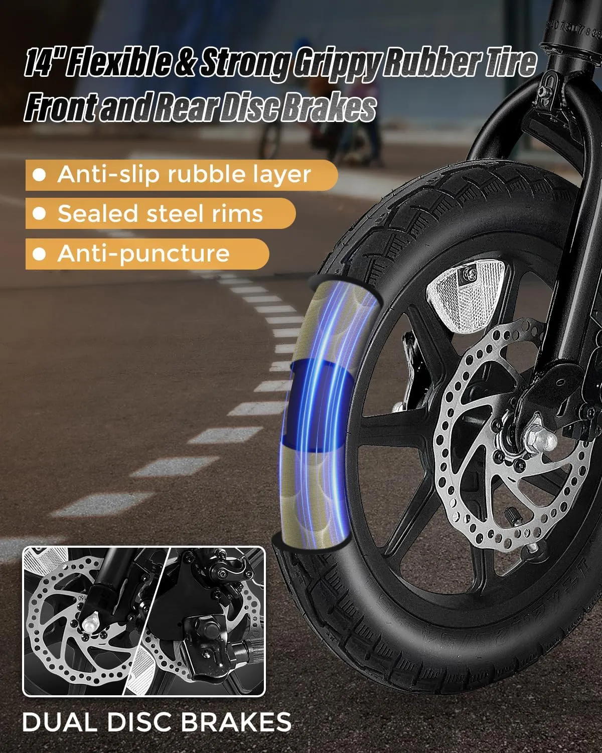 ANCHEER 14” Folding Electric Bike for Adults, 20MPH Ebike with 350W Motor[Peak 500W], 48V 374Wh Battery, Rigid/Dual Suspension, UL 2849 Certified Electric Bicycle, Compact Electric Mini Bike for Teens