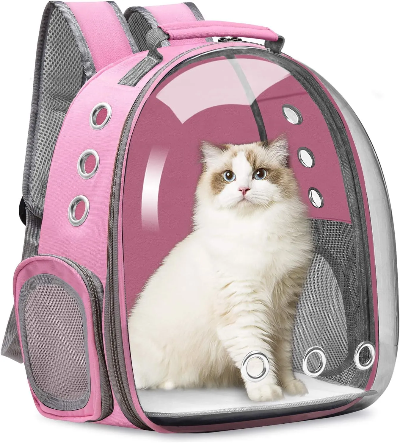 Animal Carrier Backpacks,Transparent Space Capsule Bubble Pet Backpack Bag for Small Dogs Cats Airline Approved Travel Carrier (Pink Backpack)