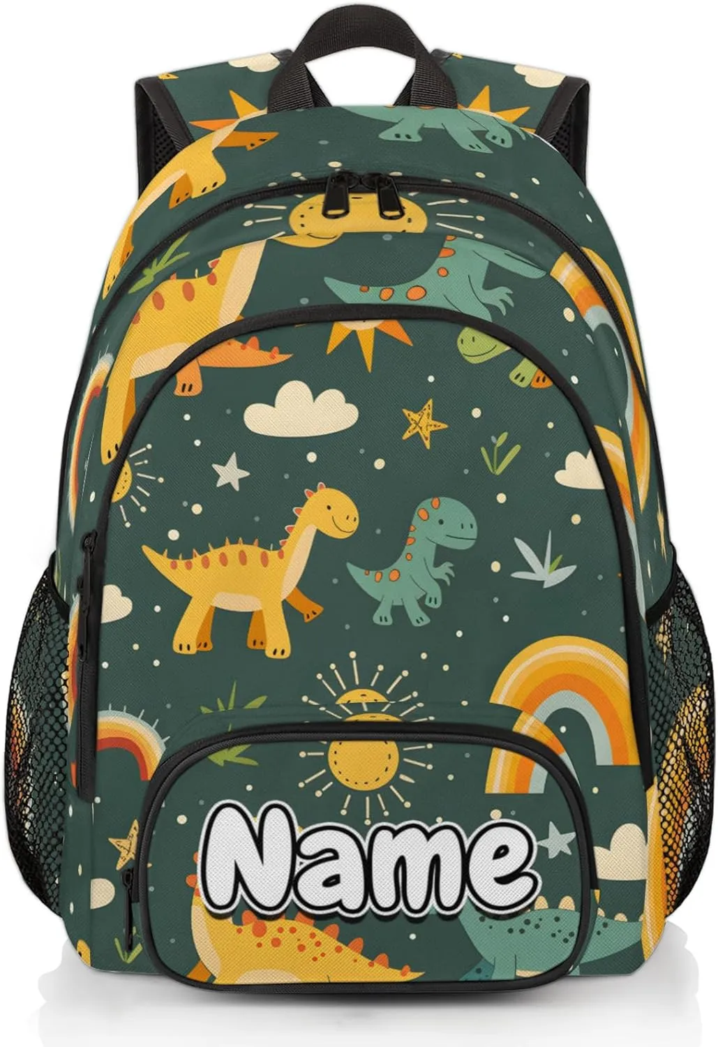 Animals Dinosaurs Large Custom Backpack with Name Lightweight Personalized Shoulder Bag Backpack for Women Men Waterproof Casual Daypack Laptop Bag 16.7in