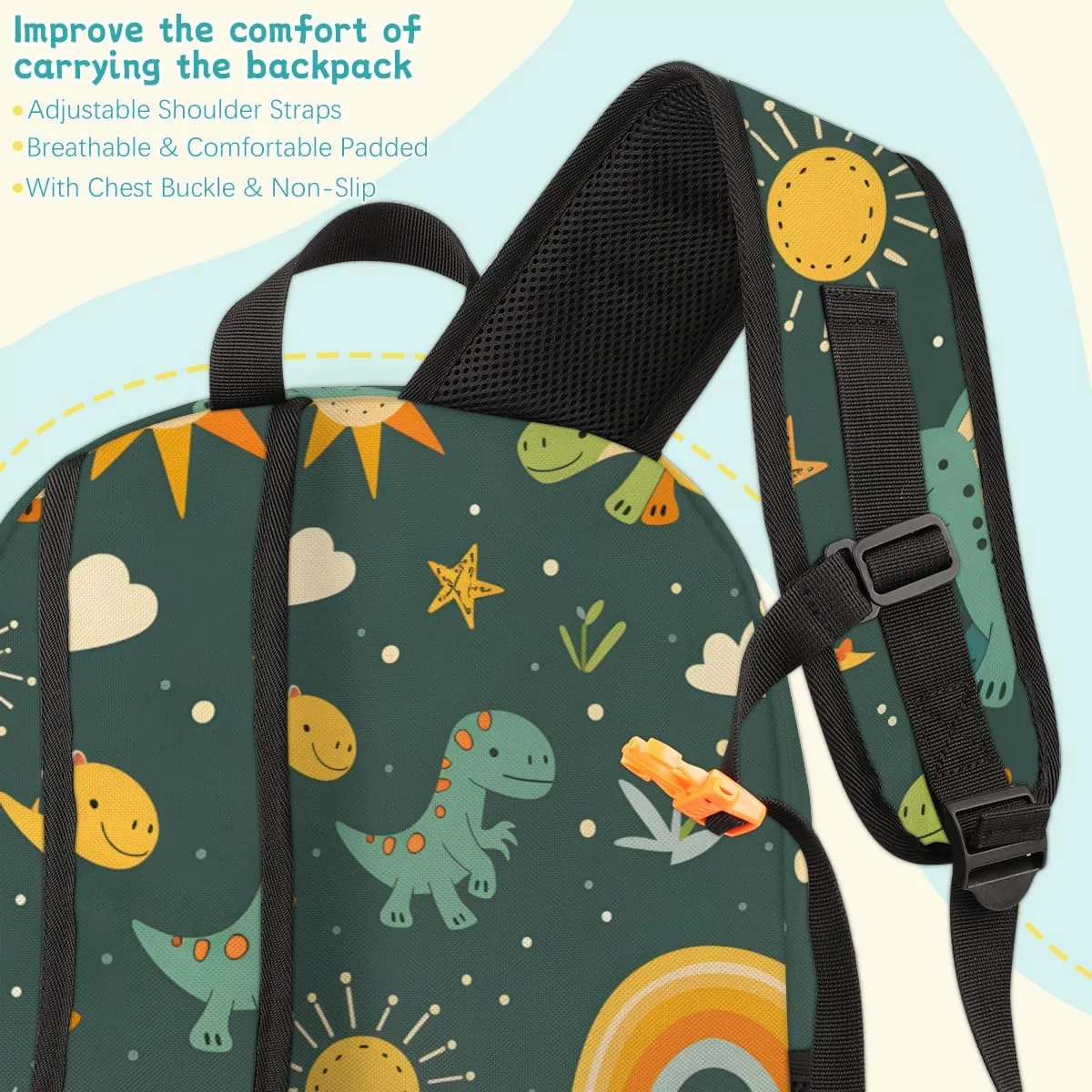 Animals Dinosaurs Large Custom Backpack with Name Lightweight Personalized Shoulder Bag Backpack for Women Men Waterproof Casual Daypack Laptop Bag 16.7in