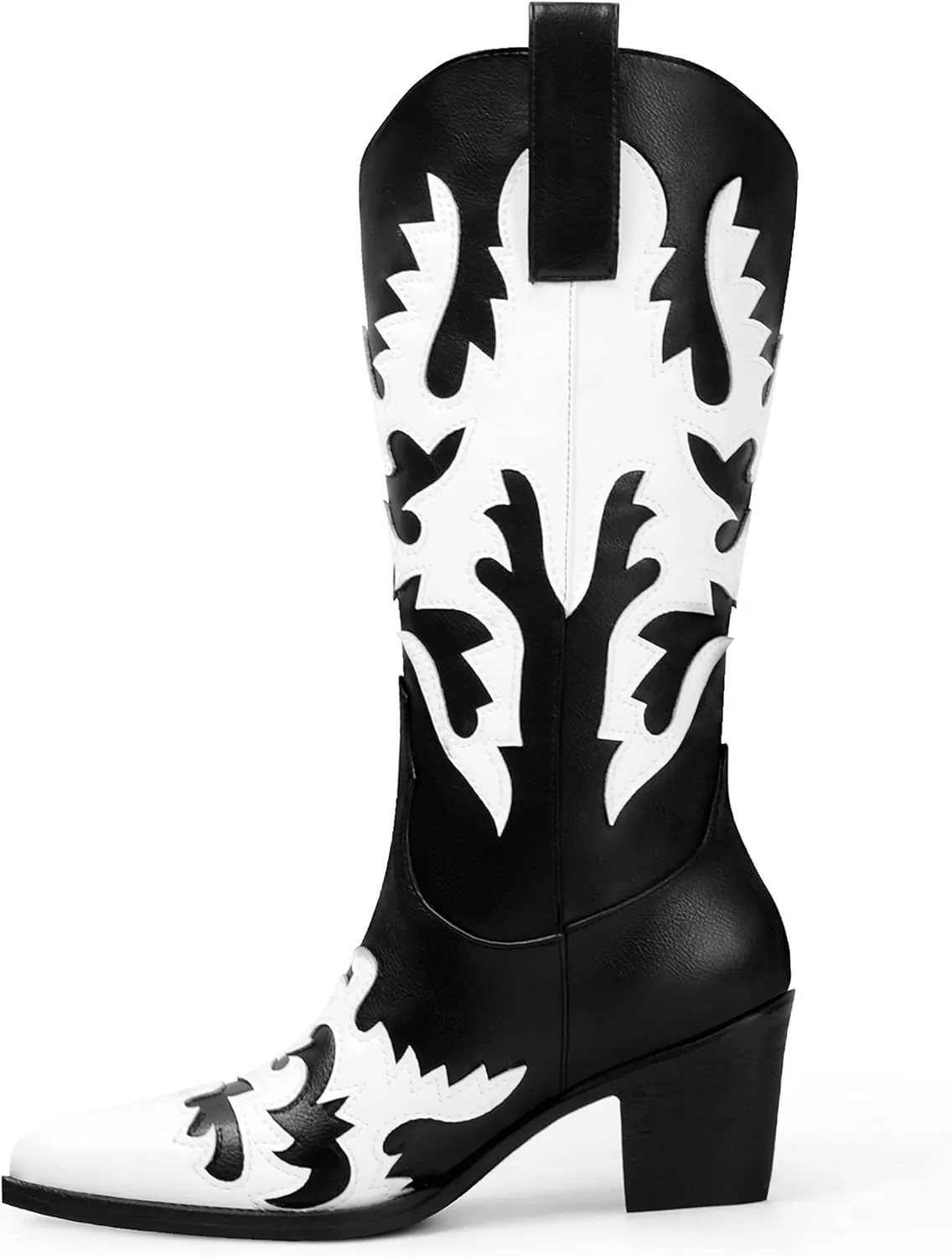 ANN CREEK Women's 'Claremont' Sexy Cowboy Boots Mid Calf Knee-high Patchwork Dressy Cowgirl Western Woman Chunky Heel Pointed Toe Trendy Knee High Tall Boots