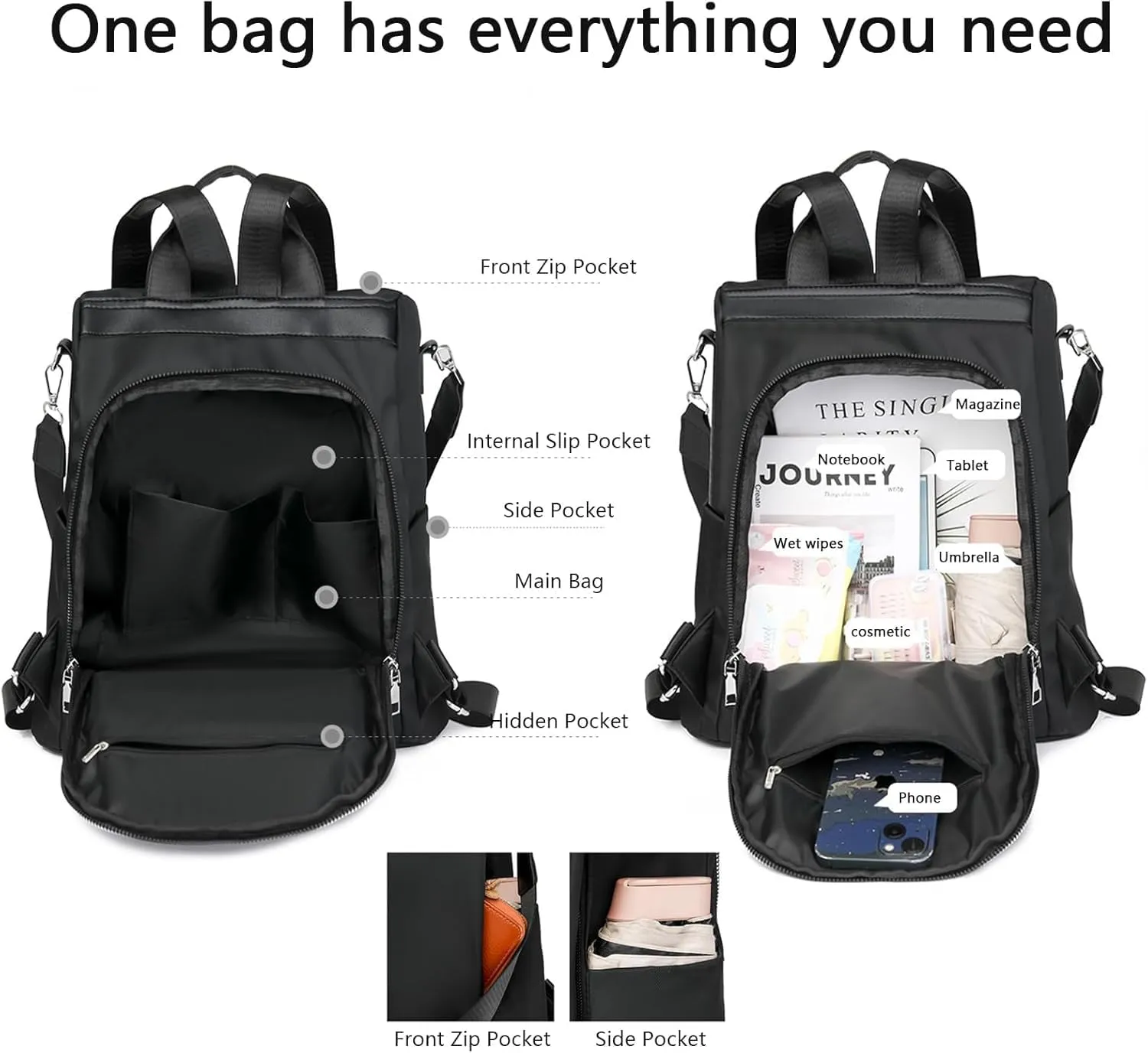 Anti-Theft Large Capacity Backpack, Leisure Shoulder Bag for Women, Anti-Theft Multipurpose Large Capacity Backpack (Brown)