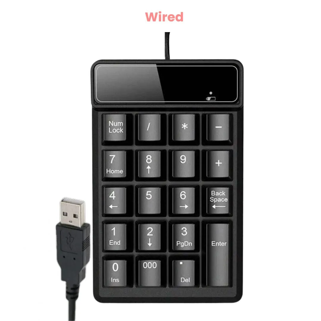 ANYMOB Numeric Keypad Mini USB Wireless Bluetooth Wired 19 Keys Numpad