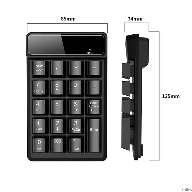 ANYMOB Numeric Keypad Mini USB Wireless Bluetooth Wired 19 Keys Numpad