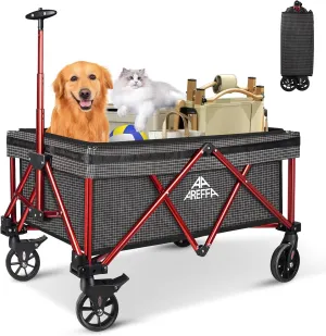 AREFFA Fold Stroller Wagon with Wheels, Large Capacity Wagon for 2 Kids, Easy to Pull