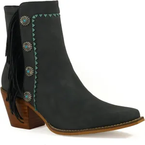 ARiIDER GIRL Gizelle Women's Mid Calf Fringe Booties Snip Toe Stacked Heel Buckle Studded Western Boots…