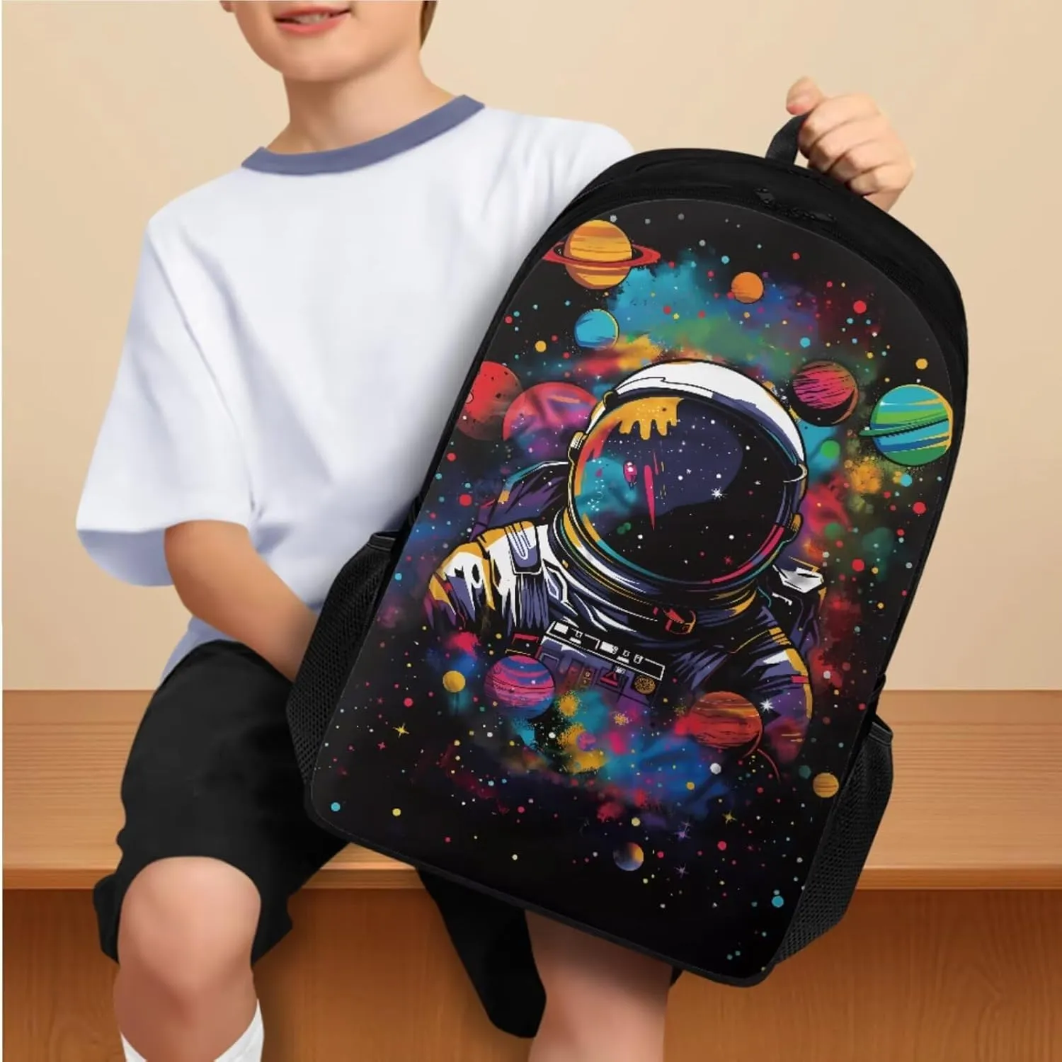 Astronaut 3rd Grade Backpack for Boys Kids Bookbag with Lunch Box Cool Backpacks for Boys Elementary School Bag Pencil Case Water Bottle Sleeve Hiking Daypack Rucksack for School