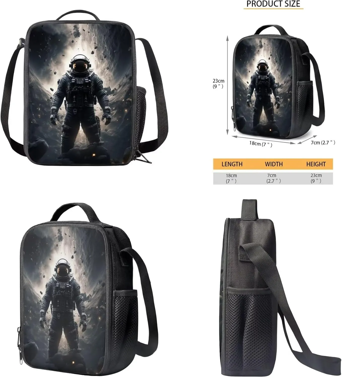 Astronaut Kids Backpack and Lunch Box Set Boys Girls 10-12 Preschool Lightweight Elementary Bookbag for Kids Daypack School Bag for Back To School Season Birthdays Christmas