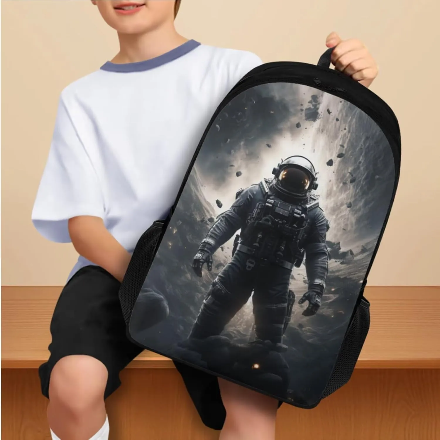 Astronaut Kids Backpack and Lunch Box Set Boys Girls 10-12 Preschool Lightweight Elementary Bookbag for Kids Daypack School Bag for Back To School Season Birthdays Christmas