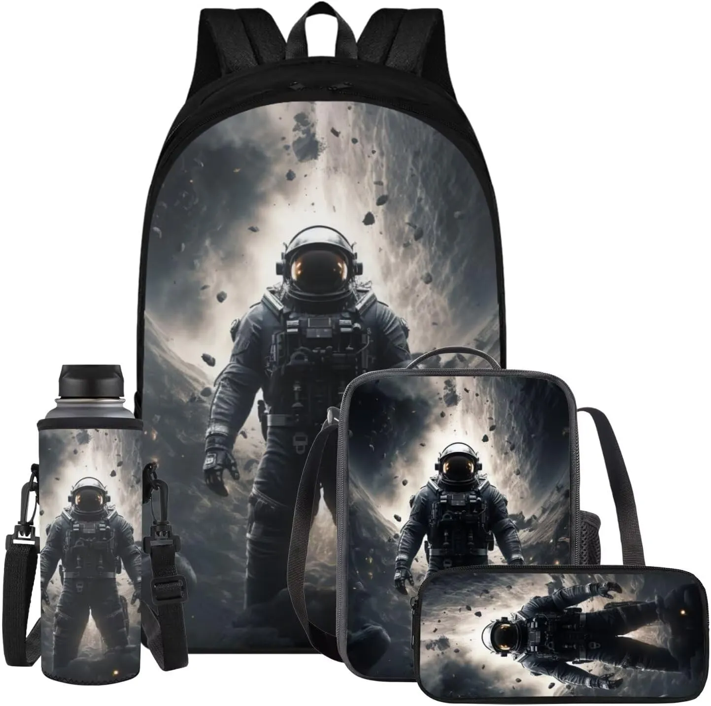 Astronaut Kids Backpack and Lunch Box Set Boys Girls 10-12 Preschool Lightweight Elementary Bookbag for Kids Daypack School Bag for Back To School Season Birthdays Christmas