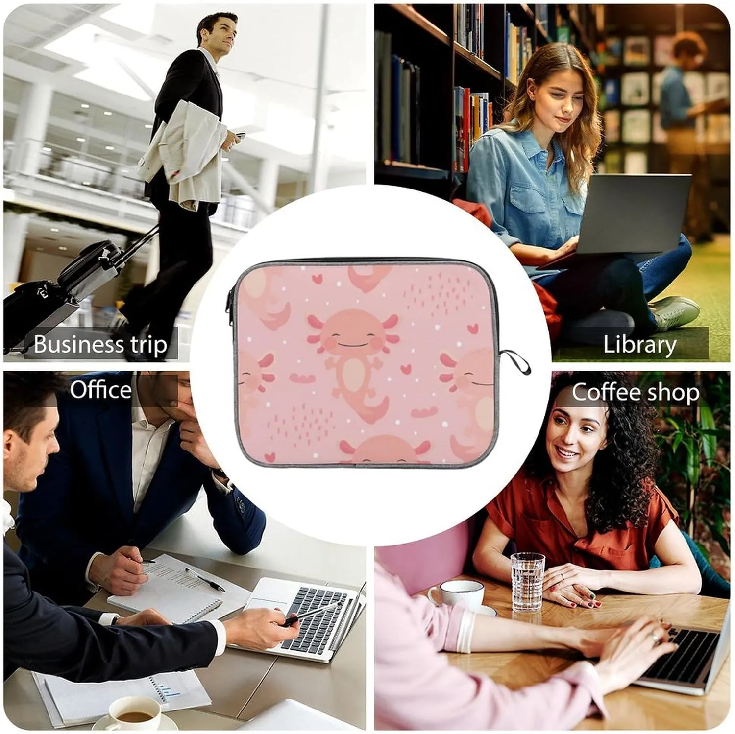 Axolotls Pattern Large Capacity Portable Laptop Case Unisex