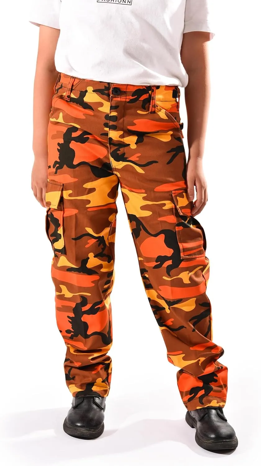 BACKBONE Boys Girls Kids Combat Army Ranger Camping Outdoor camo Cargo Pants Trousers