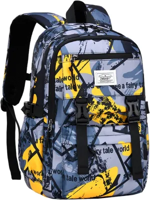 Backpack for Boys School Backpack for Teens Waterproof Lightweight School Bags 6-12 Years Old(Yellow)