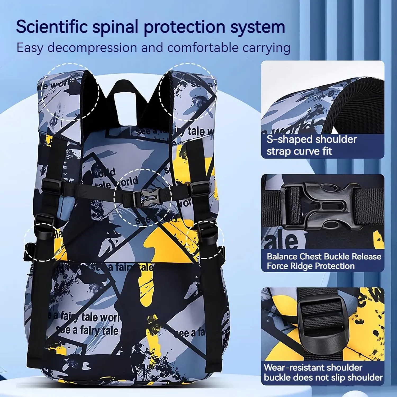 Backpack for Boys School Backpack for Teens Waterproof Lightweight School Bags 6-12 Years Old(Yellow)