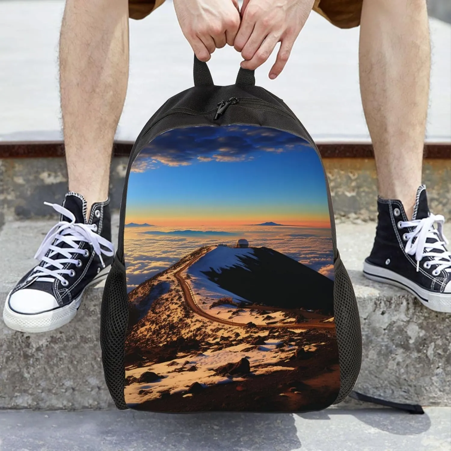 Backpack Mauna Kea Summit Sunset Travel Casual Laptop Backpack Waterproof Hiking Daypack For Men Women
