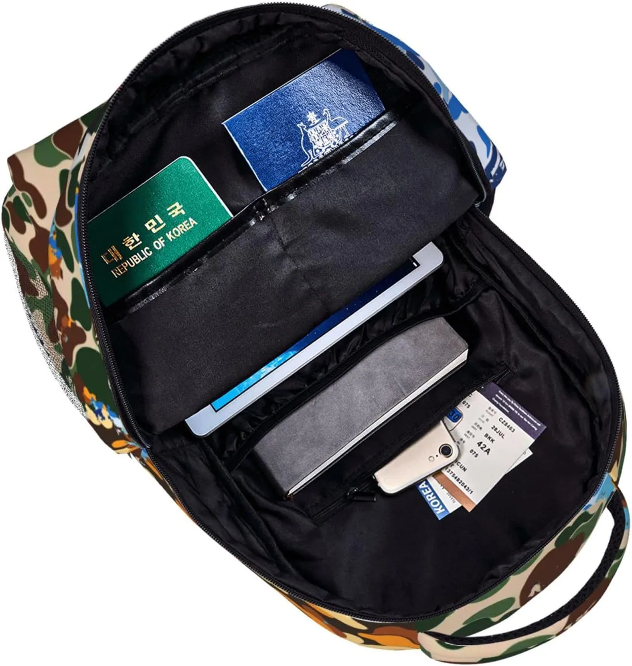 Backpack Shark Teeth Camo Backpacks Travel Laptop Daypack Big Capacity Bookbag Fashion Durable Back Pack for Men and Women-ClassicColor