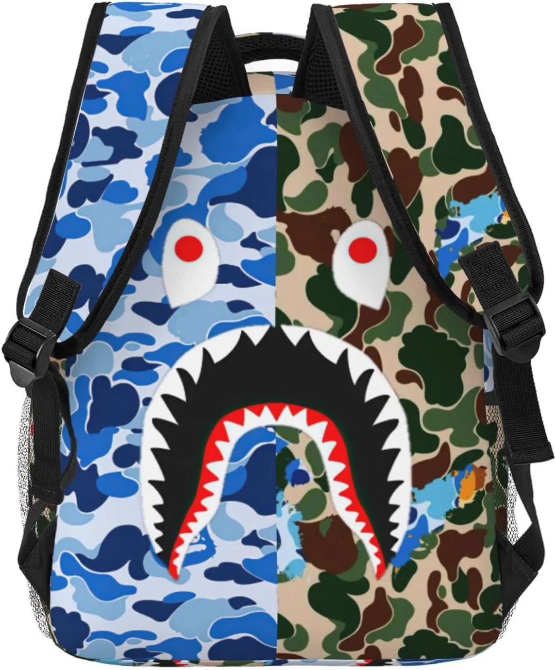Backpack Shark Teeth Camo Backpacks Travel Laptop Daypack Big Capacity Bookbag Fashion Durable Back Pack for Men and Women-ClassicColor