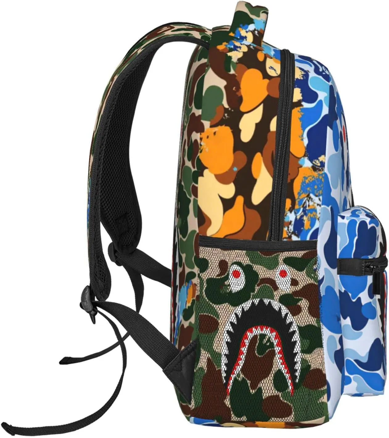 Backpack Shark Teeth Camo Backpacks Travel Laptop Daypack Big Capacity Bookbag Fashion Durable Back Pack for Men and Women-ClassicColor
