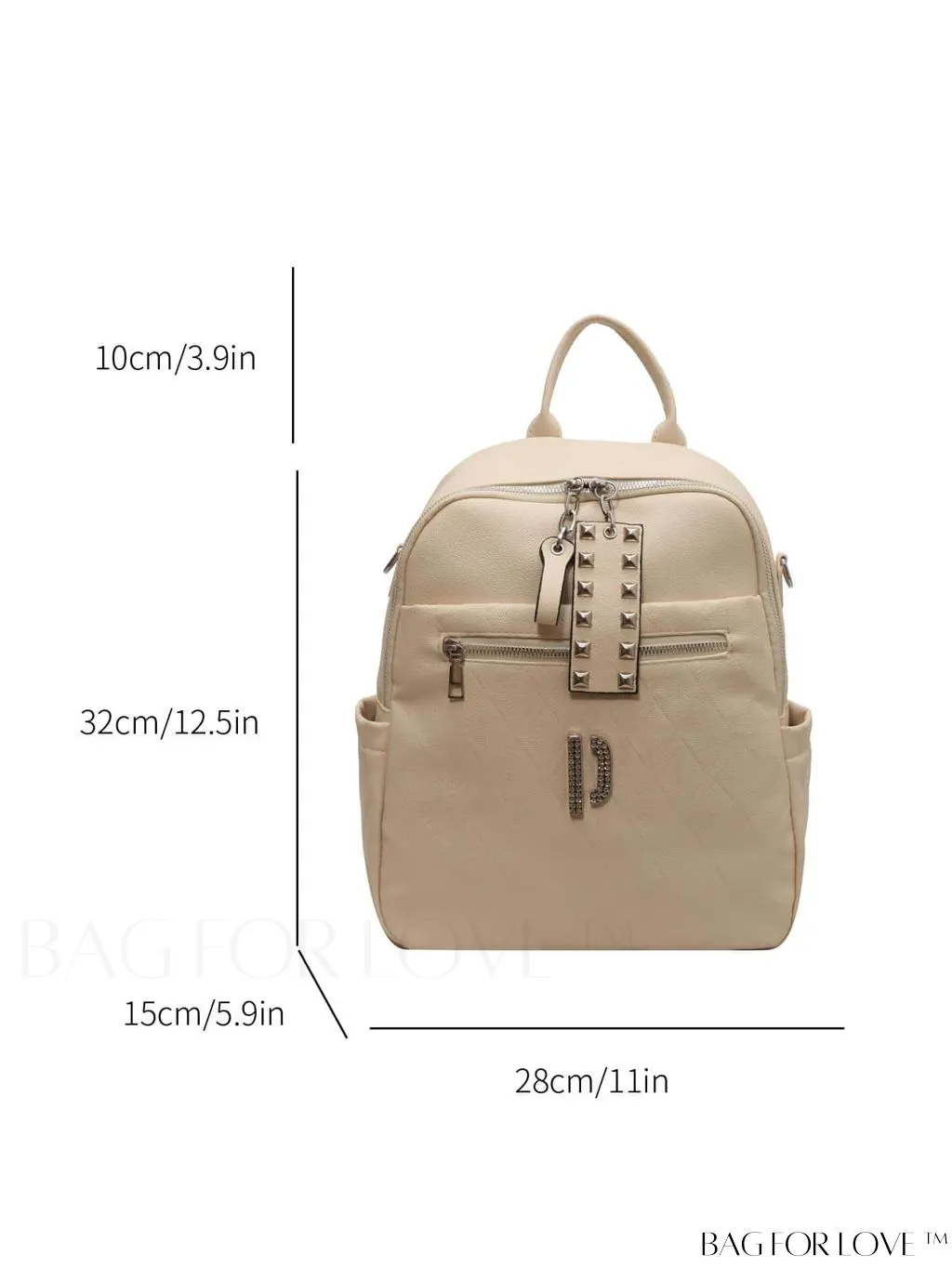 BagForLove - Stylish Minimalist Backpack with Rhinestone and Studded Accents - Functional Fashion Essential