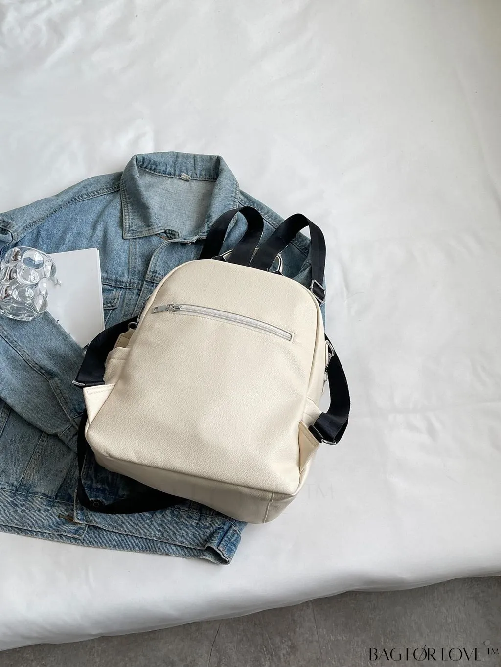 BagForLove - Stylish Minimalist Backpack with Rhinestone and Studded Accents - Functional Fashion Essential