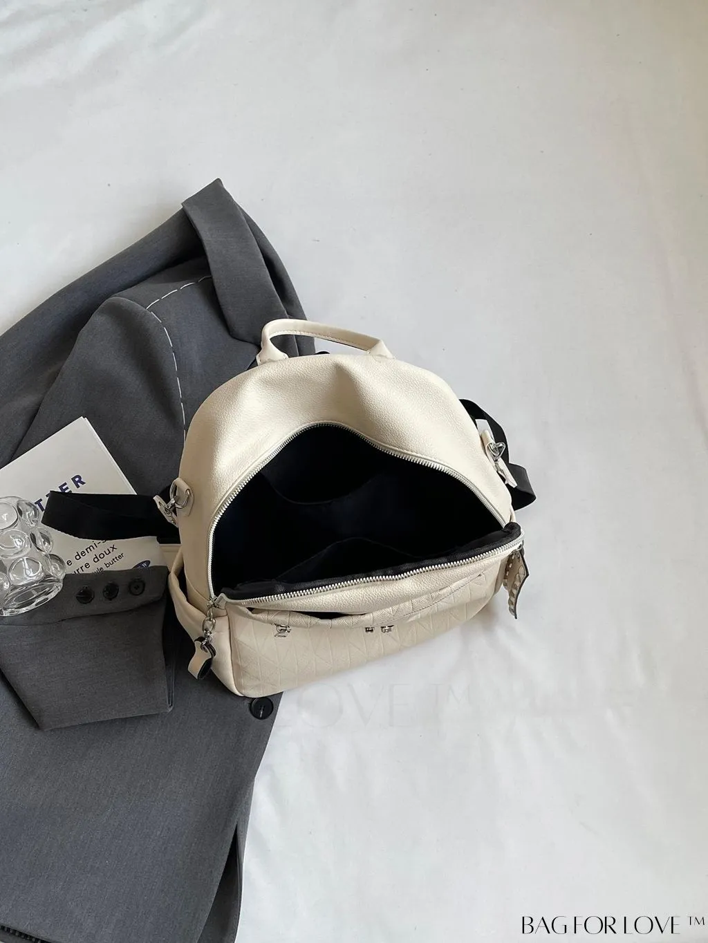 BagForLove - Stylish Minimalist Backpack with Rhinestone and Studded Accents - Functional Fashion Essential