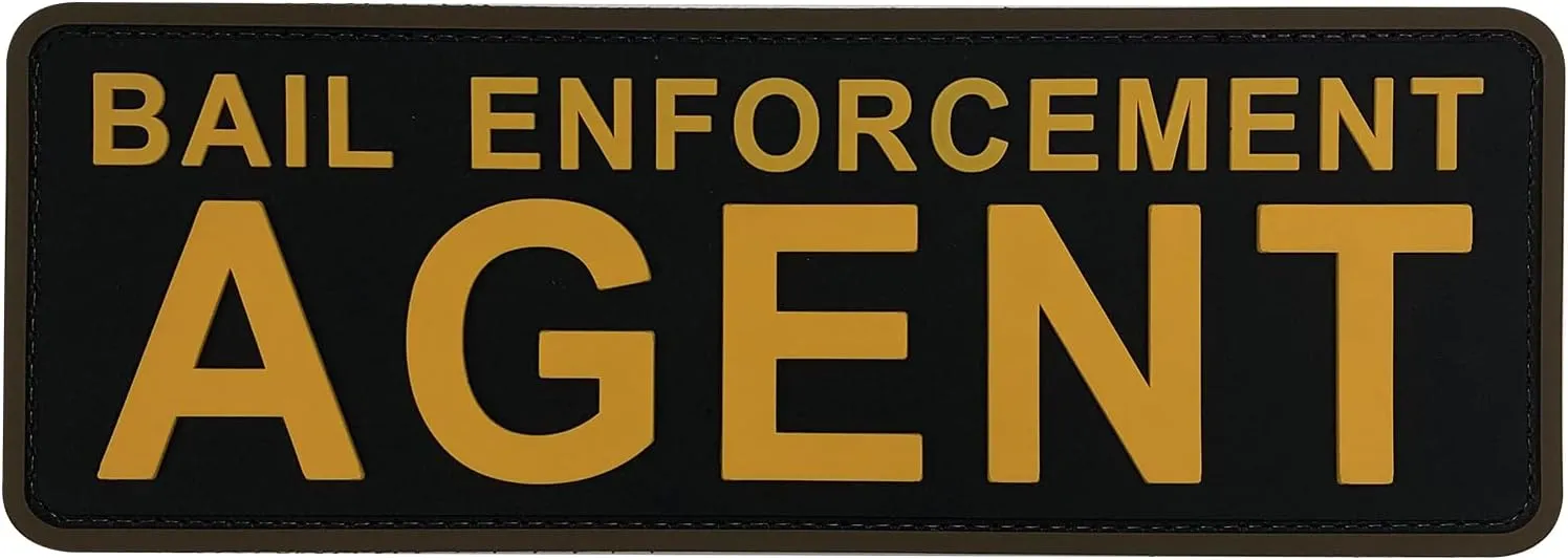 Bail Enforcement Agent Patch Black and Yellow PVC Patch 8.5×3 inch for Vest Uniform Clothing Bag Backpack (Black and Yellow)