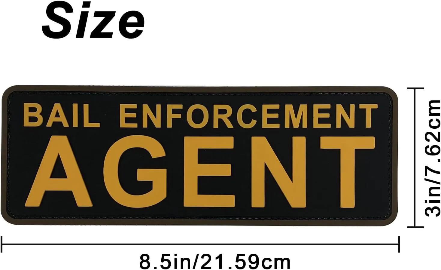 Bail Enforcement Agent Patch Black and Yellow PVC Patch 8.5×3 inch for Vest Uniform Clothing Bag Backpack (Black and Yellow)