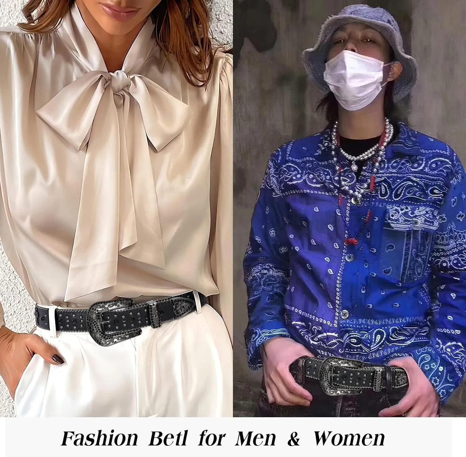 Balteus Sparkly Rhinestone Diamond Sequin Studded Belt for Men & Women - Western Cowgirl Cowboy Style
