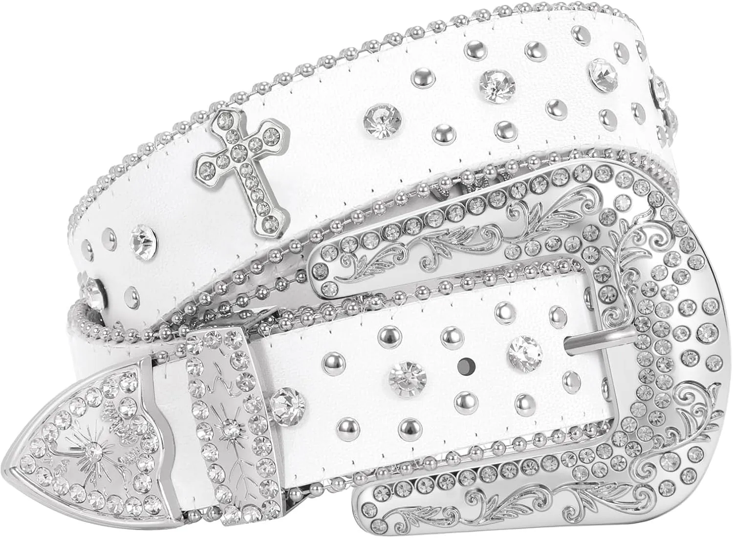 Balteus Sparkly Rhinestone Diamond Sequin Studded Belt for Men & Women - Western Cowgirl Cowboy Style