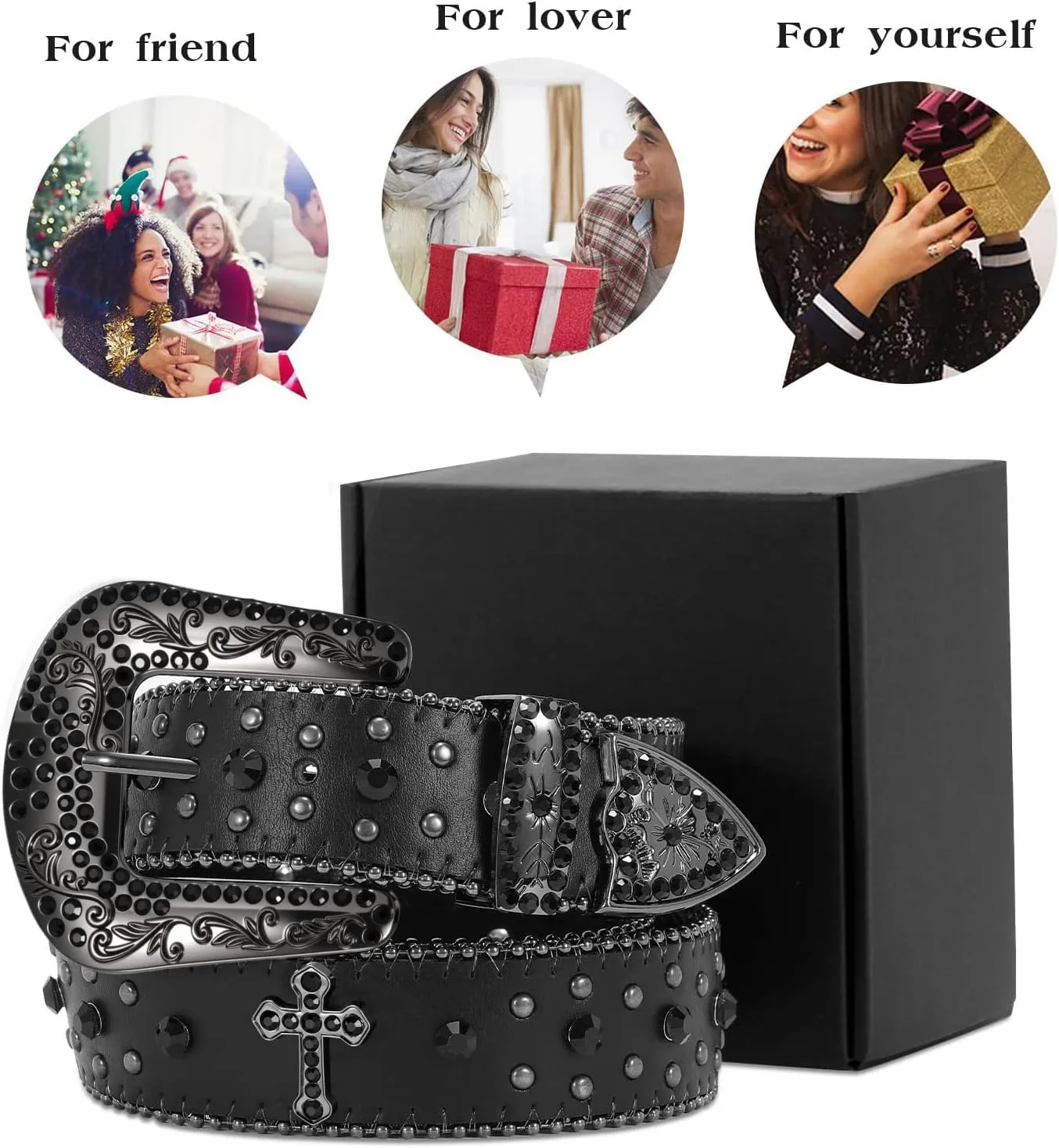 Balteus Sparkly Rhinestone Diamond Sequin Studded Belt for Men & Women - Western Cowgirl Cowboy Style