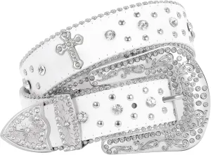 Balteus Sparkly Rhinestone Diamond Sequin Studded Belt for Men & Women - Western Cowgirl Cowboy Style