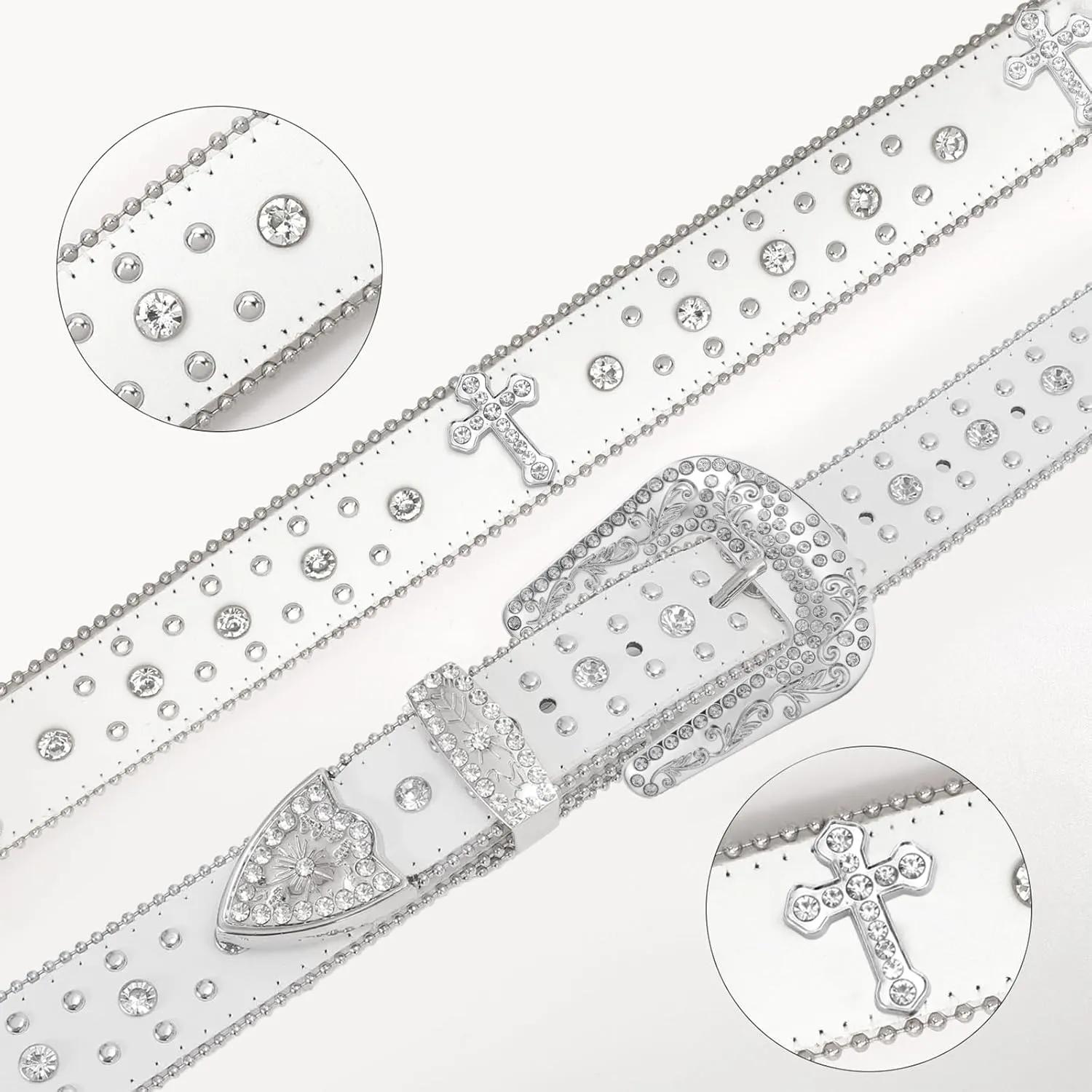 Balteus Sparkly Rhinestone Diamond Sequin Studded Belt for Men & Women - Western Cowgirl Cowboy Style