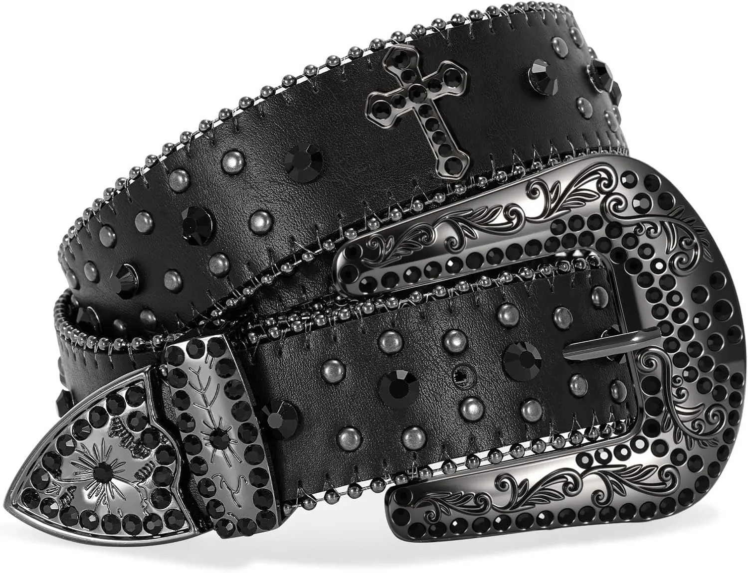 Balteus Sparkly Rhinestone Diamond Sequin Studded Belt for Men & Women - Western Cowgirl Cowboy Style