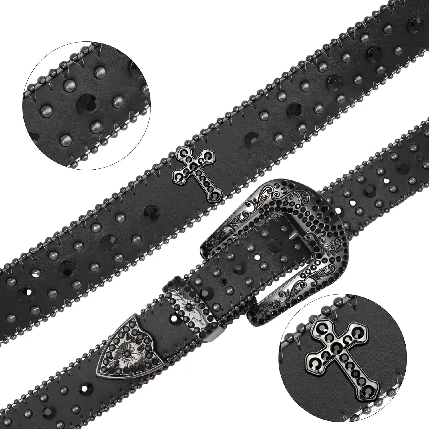 Balteus Sparkly Rhinestone Diamond Sequin Studded Belt for Men & Women - Western Cowgirl Cowboy Style