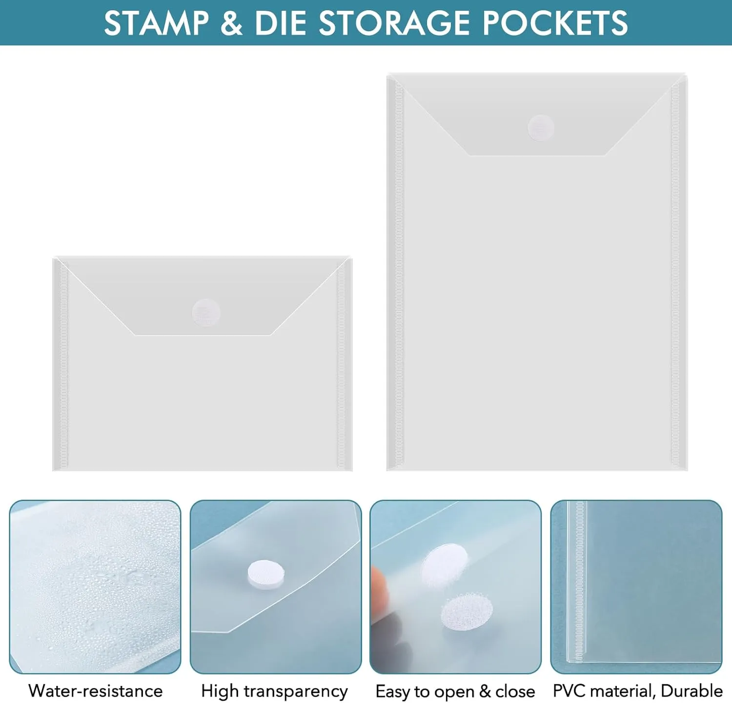 BAOFALI 100 Pcs/Set 7x9.4inch Clear Stamp and Die Storage Pockets, Stamp Storage Bags, Plastic Envelopes, DIY Scrapbooking Storage Die Cuts for Stencil Storage Card Making Cutting Dies