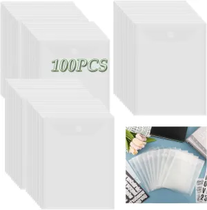 BAOFALI 100 Pcs/Set 7x9.4inch Clear Stamp and Die Storage Pockets, Stamp Storage Bags, Plastic Envelopes, DIY Scrapbooking Storage Die Cuts for Stencil Storage Card Making Cutting Dies