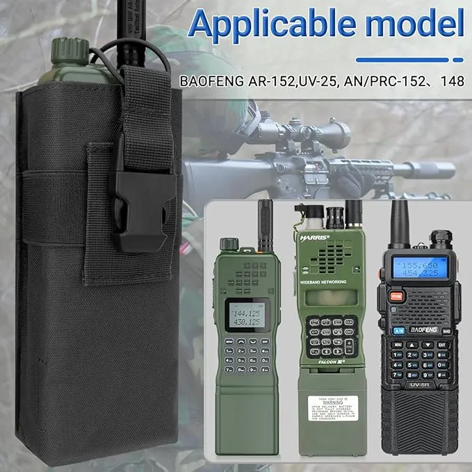 BAOFENG Radio Hoster Molle Radio Pouch Tactical Radio Holder Radio Case Molle Radio Bag Nylon for AR-152 UV-25 AN/PRC 148 152Two Way Radio Walkie Talkies Adjustable Storage
