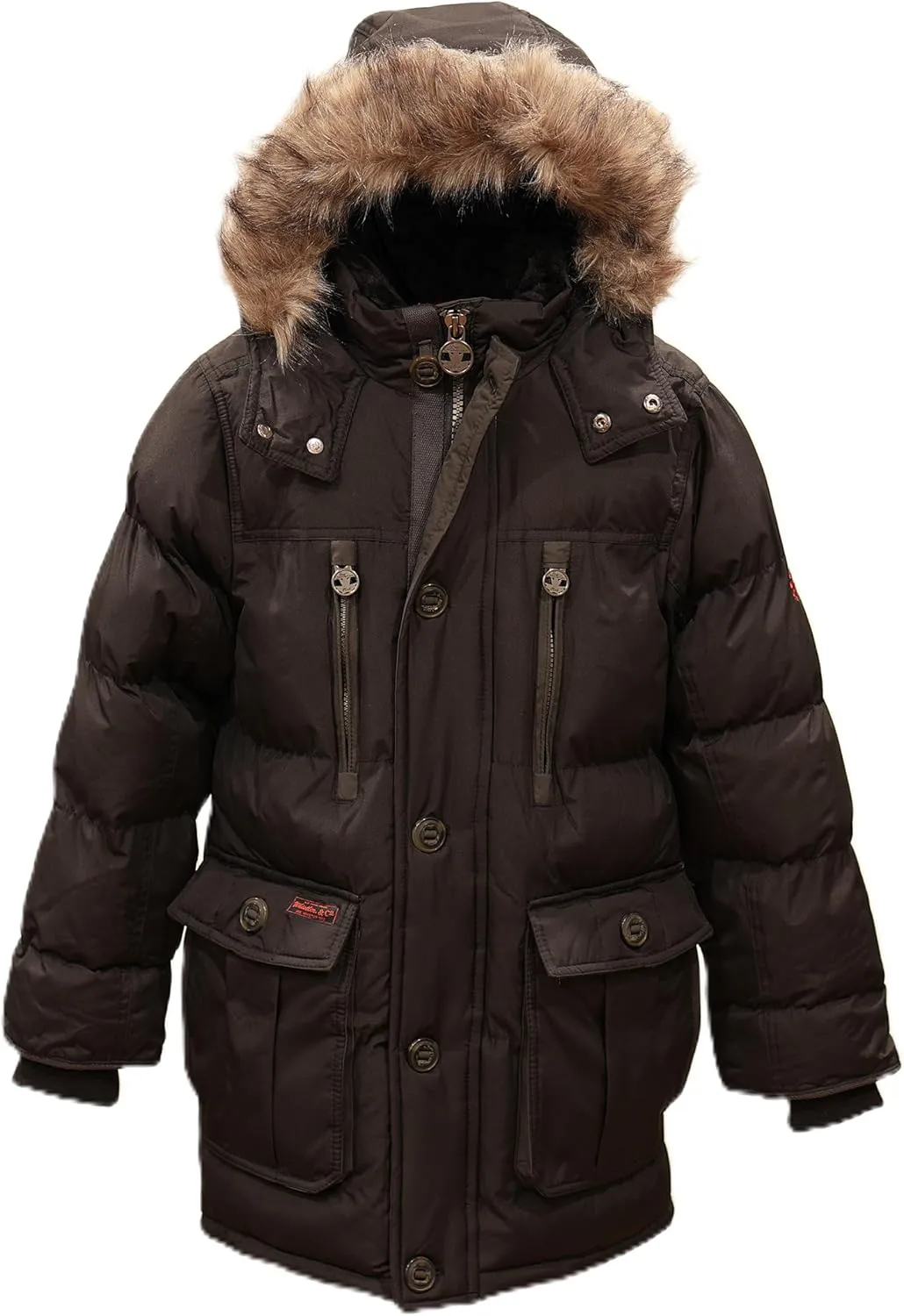 Base Camp Parka Puffer for Boys Heavy Puffer Winter Jacket with Hood and Removable Faux Fur
