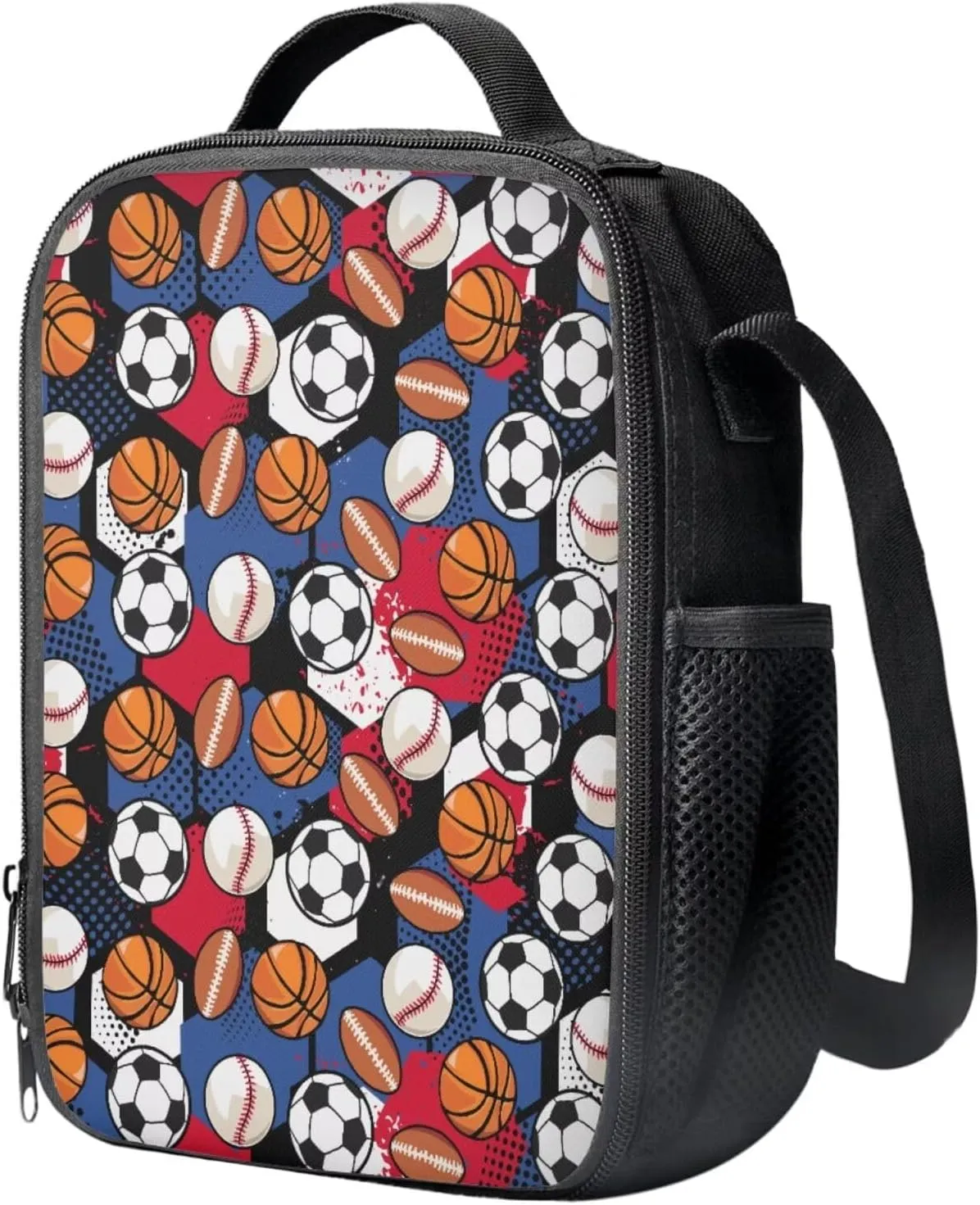 Basketball 3PCS Backpack Set Football Kids Schoolbag Sets with Lunch Bag Pencil Pouch Cute Students Bookbags for Girls Boys Grade 5 Lightweight Knapsack Wide Opening Laptop Backpack