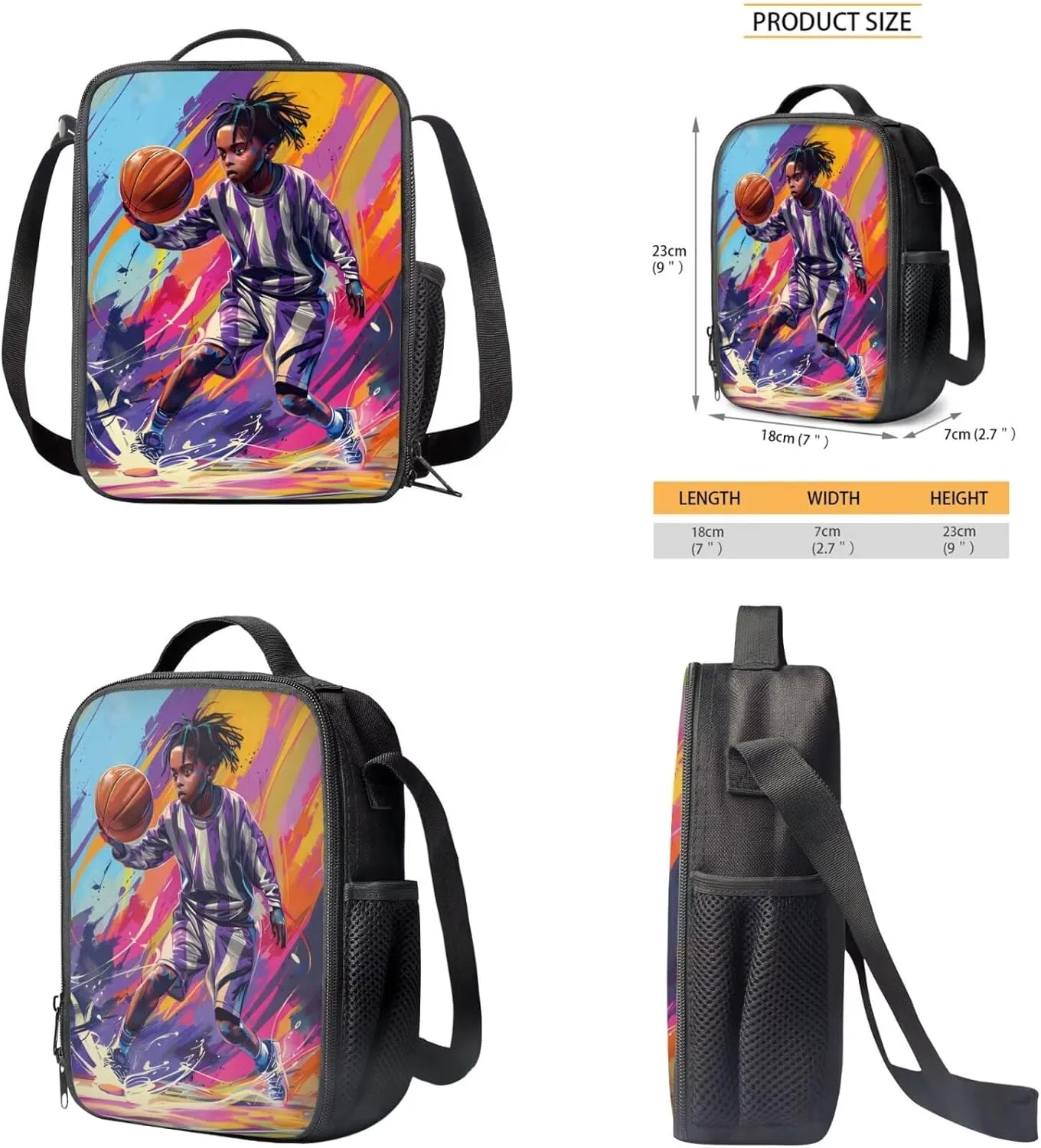 Basketball Backpack for Boys Kids Backpack with Lunch Box and Large Pencil Case 3 Pcs Set 15" Large Capacity Bookbag with Front Pocket for School Lightweight Kindergarten School Bag