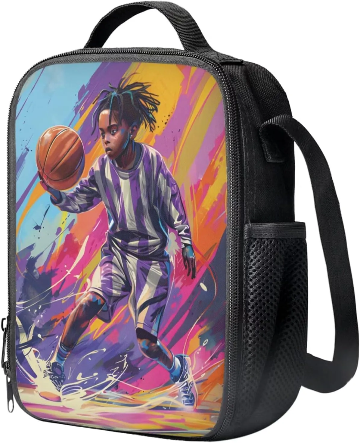 Basketball Backpack for Boys Kids Backpack with Lunch Box and Large Pencil Case 3 Pcs Set 15" Large Capacity Bookbag with Front Pocket for School Lightweight Kindergarten School Bag