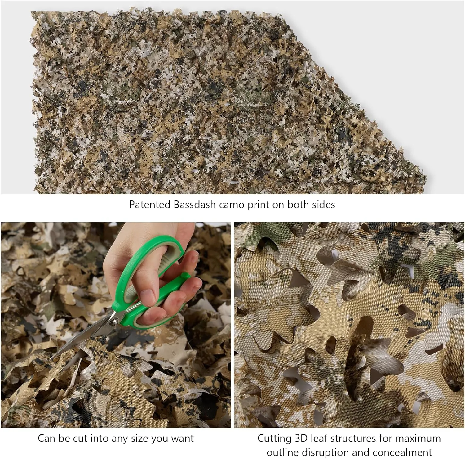 BASSDASH Camo Netting Camouflage Mesh Water Resistant for Hunting Blind Party