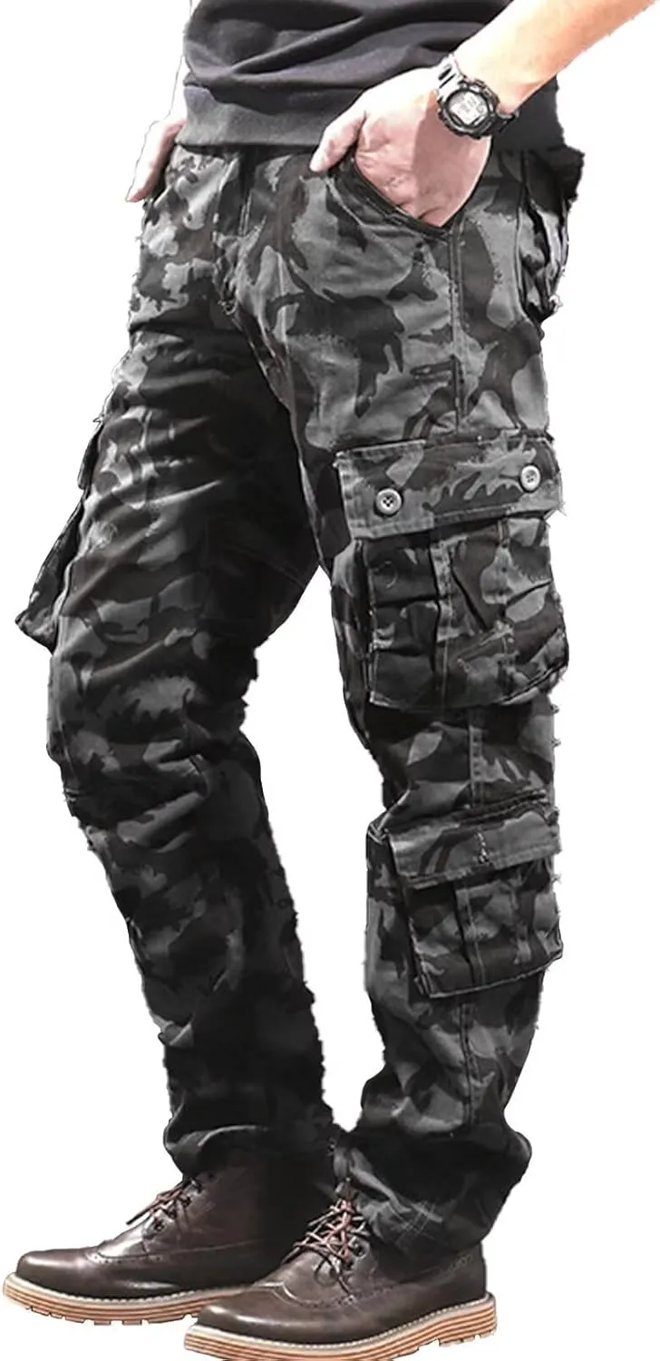 BAYAMO Mens Cargo Pants Camo Military Fatigue Pant Camouflage Hunting Combat Work Casual Pants Multi Pocket