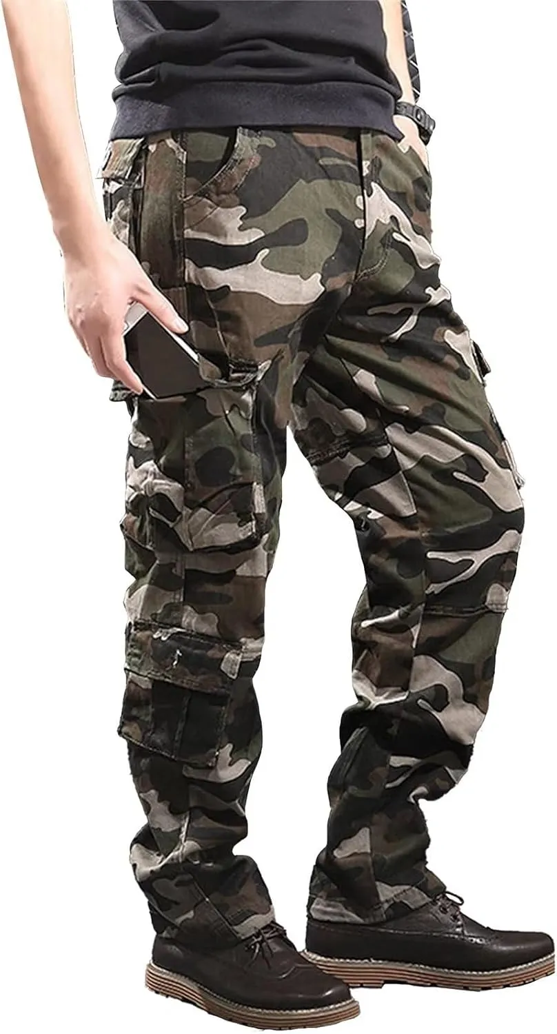 BAYAMO Mens Cargo Pants Camo Military Fatigue Pant Camouflage Hunting Combat Work Casual Pants Multi Pocket