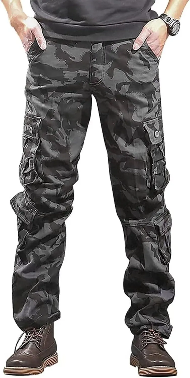 BAYAMO Mens Cargo Pants Camo Military Fatigue Pant Camouflage Hunting Combat Work Casual Pants Multi Pocket