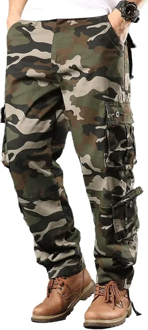 BAYAMO Mens Cargo Pants Camo Military Fatigue Pant Camouflage Hunting Combat Work Casual Pants Multi Pocket