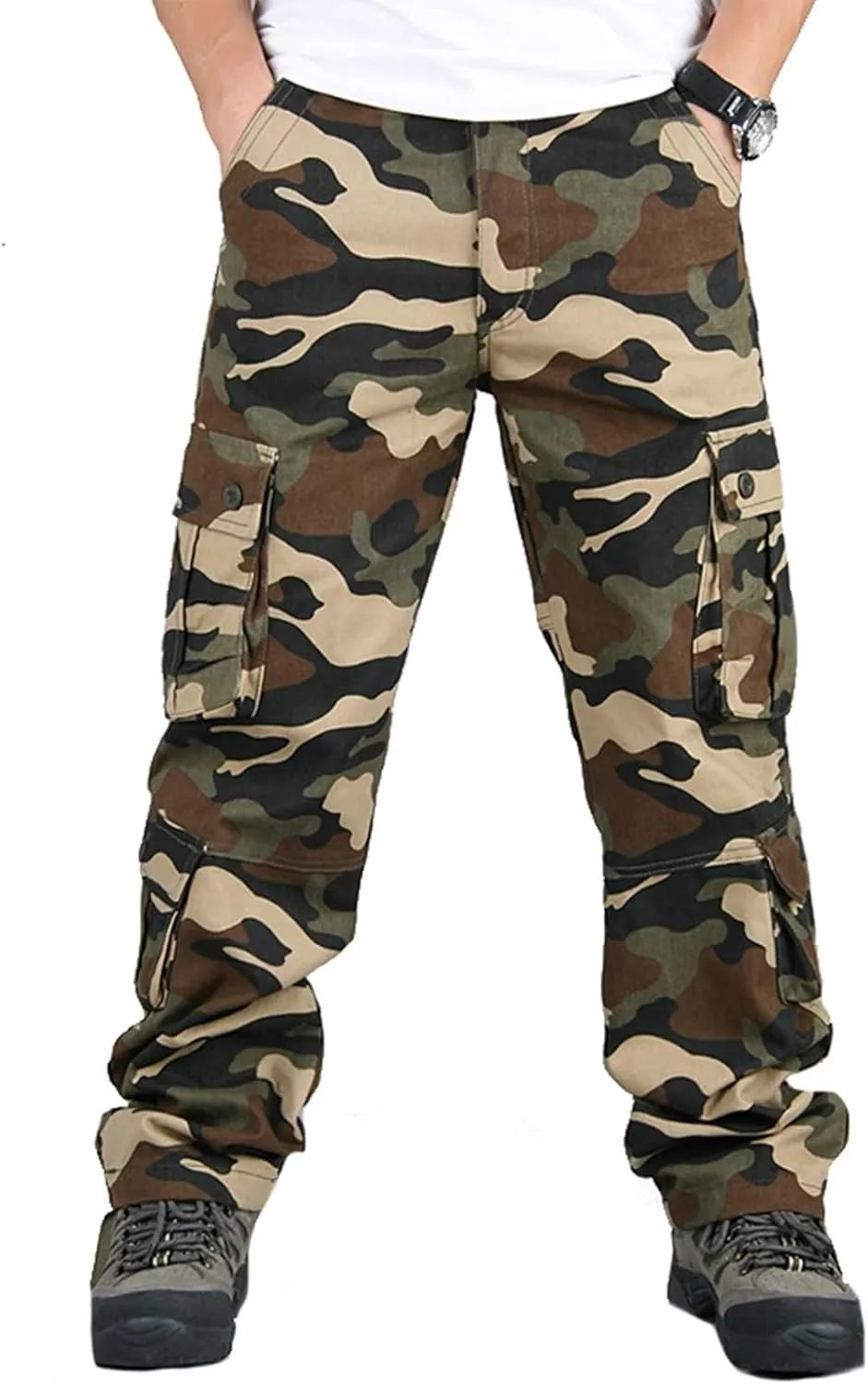 BAYAMO Mens Cargo Pants Camo Military Fatigue Pant Camouflage Hunting Combat Work Casual Pants Multi Pocket