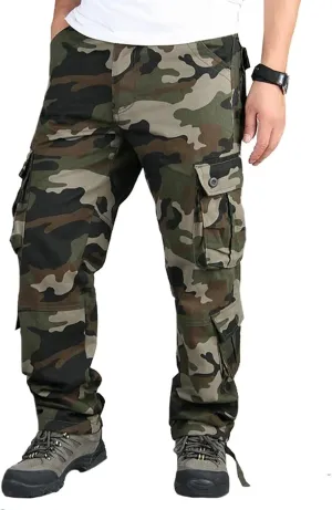 BAYAMO Mens Cargo Pants Camo Military Fatigue Pant Camouflage Hunting Combat Work Casual Pants Multi Pocket