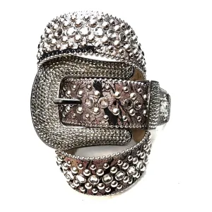 b.b. Simon Gray Crackle Leather Fully Loaded  Crystal Belt