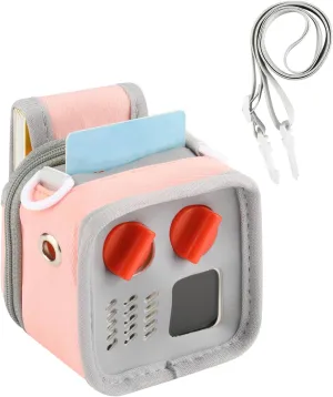 Beautyflier Travel Carrying Case Sleeve Compatible with Yoto Mini (2024 Edition), Kids Audio Music Player Pouch Carrier with Shoulder Strap, Back Pocket for Cards, Accessories, Bag Only (Pink & Gray)
